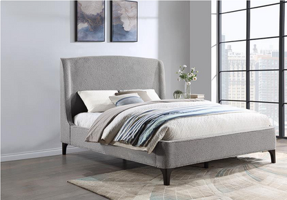 Mosby Upholstered Curved Headboard Eastern King Platform Bed Light Grey