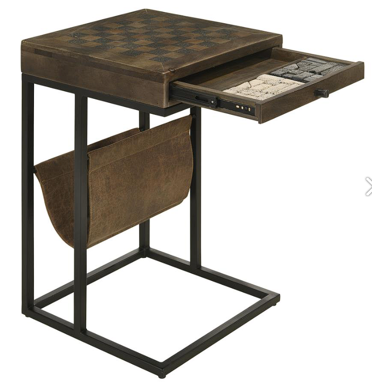 Chessie 1-drawer Square Side Table With Leatherette Tobacco And Black