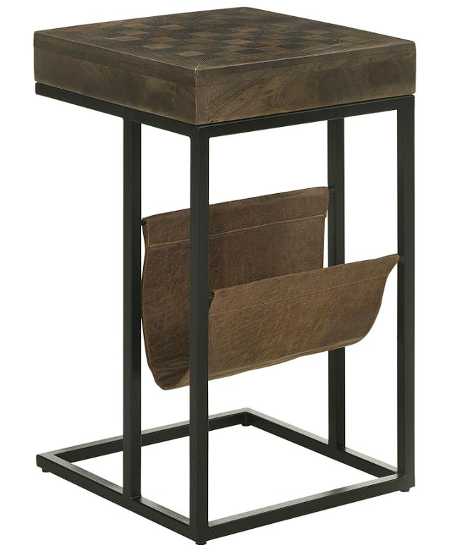 Chessie 1-drawer Square Side Table With Leatherette Tobacco And Black