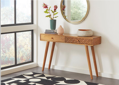 Lotus 2-drawer Console Table Natural Brown