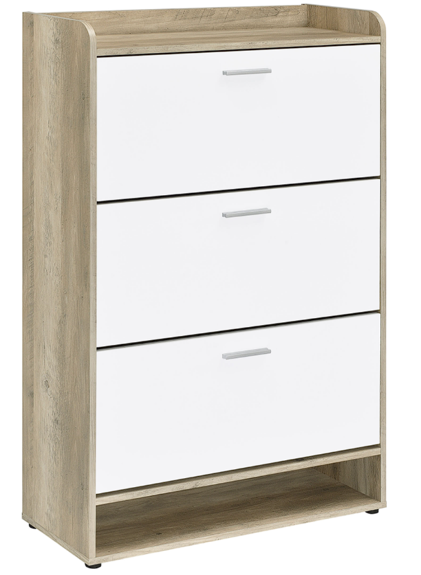 Denia 3-Tier Shoe Storage Cabinet Antique Pine And White
