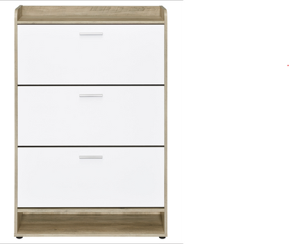 Denia 3-Tier Shoe Storage Cabinet Antique Pine And White