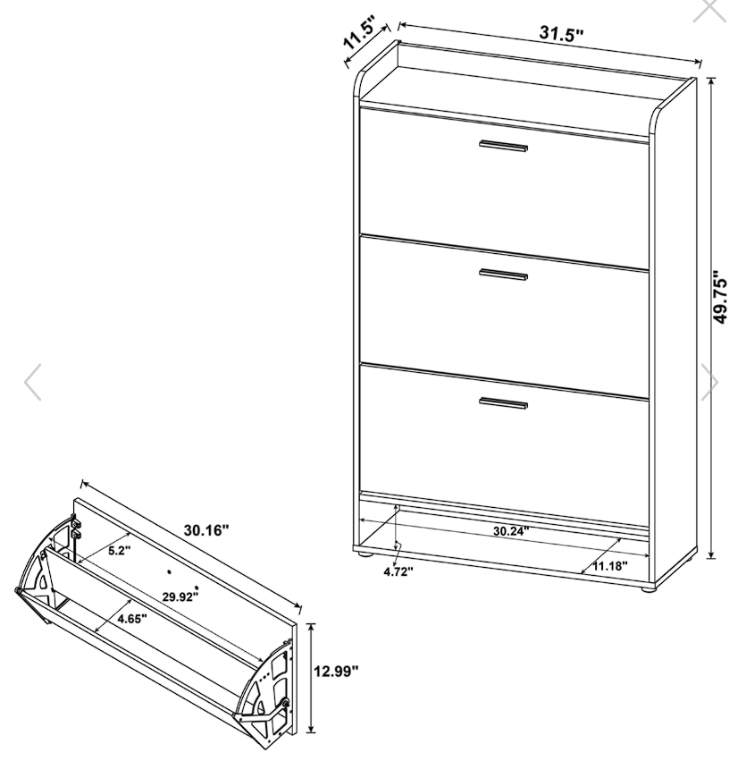 Denia 3-Tier Shoe Storage Cabinet Antique Pine And White