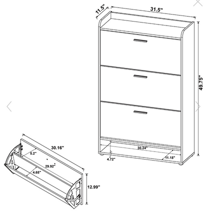 Denia 3-Tier Shoe Storage Cabinet Antique Pine And White