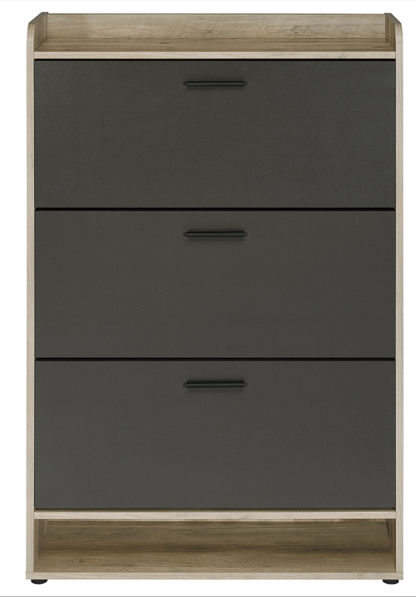 Denia 3-Tier Shoe Storage Cabinet Antique Pine And White