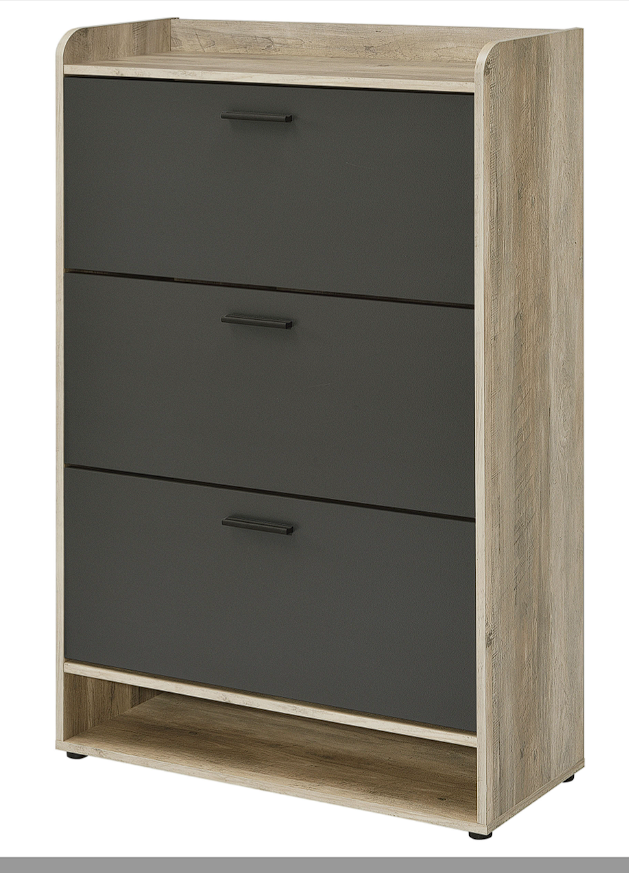 Denia 3-Tier Shoe Storage Cabinet Antique Pine And White