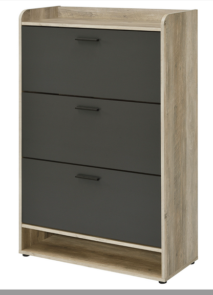 Denia 3-Tier Shoe Storage Cabinet Antique Pine And White