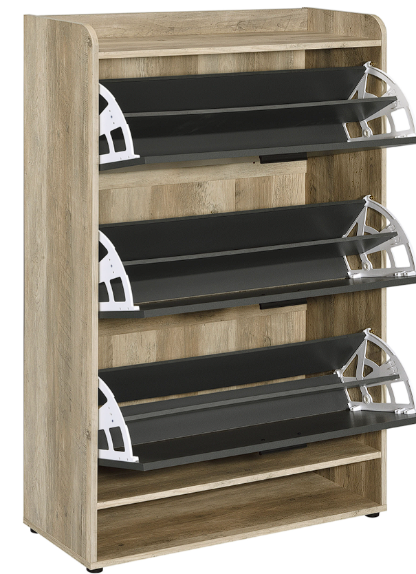 Denia 3-Tier Shoe Storage Cabinet Antique Pine And White