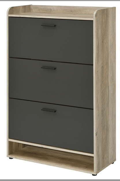 Denia 3-Tier Shoe Storage Cabinet Antique Pine And White