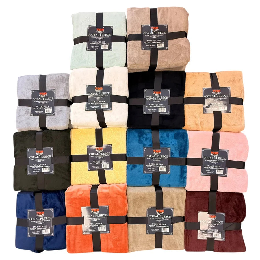 SOLID CORAL FLEECE BLANKET