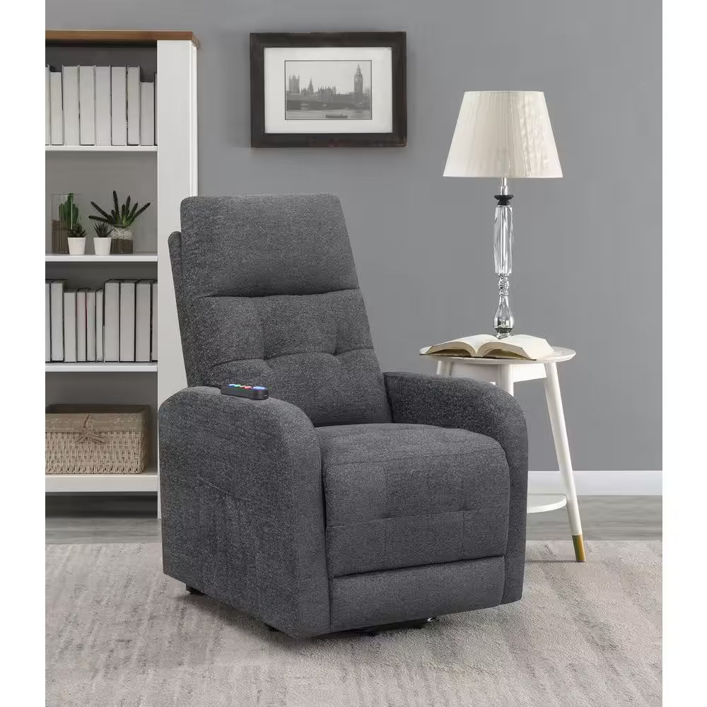 Howie Tufted Upholstered Power Lift Recliner Grey