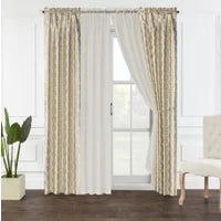 6-PC FOIL PRINTED FAUX SILK WINDOW CURTAIN
