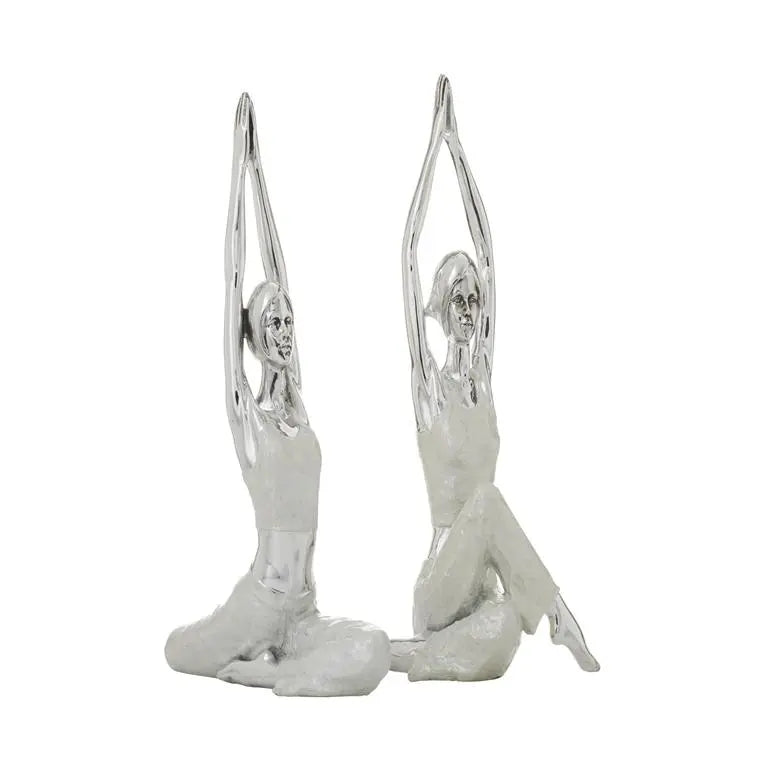 Silver Polystone Glam Yoga Sculpture