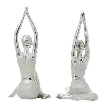 Silver Polystone Glam Yoga Sculpture