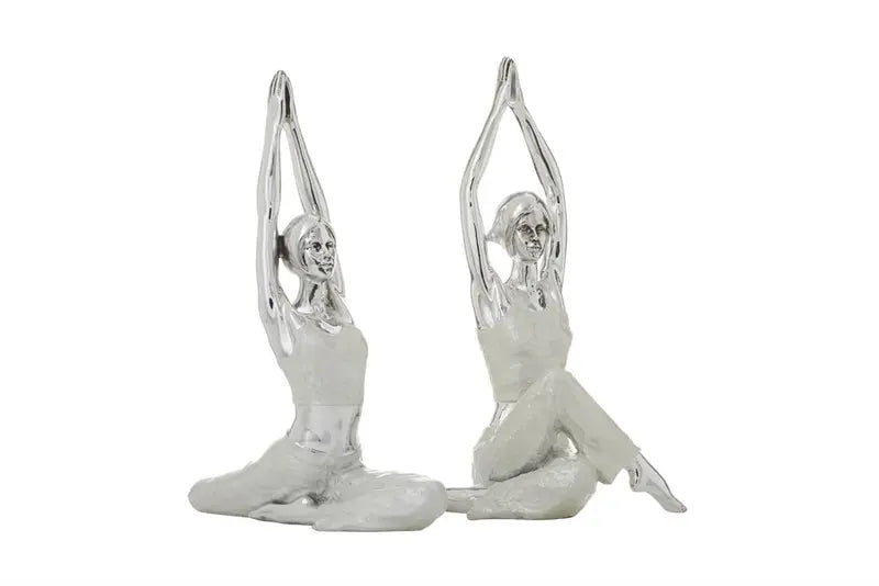Silver Polystone Glam Yoga Sculpture