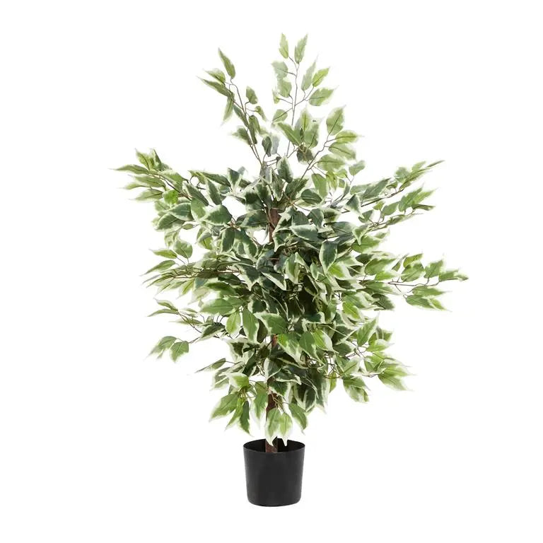 Green Plastic Traditional Ficus Artificial Tree