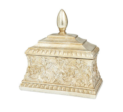 GOLD POLYSTONE FLORAL EMBOSSED DECORATIVE JARS, 10