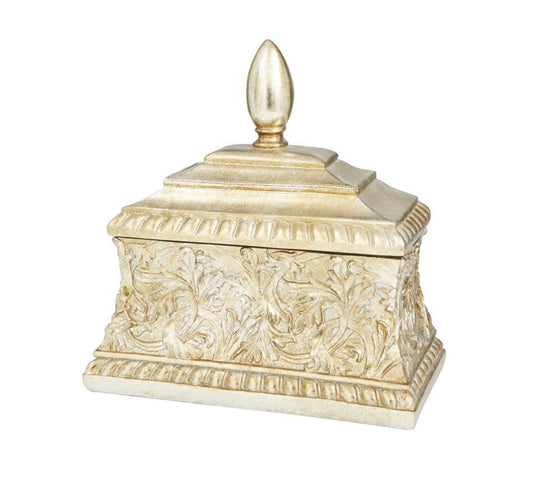 GOLD POLYSTONE FLORAL EMBOSSED DECORATIVE JARS, 10