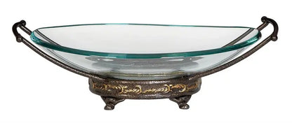 Gold Glass Traditional Kitchen Serving Bowl