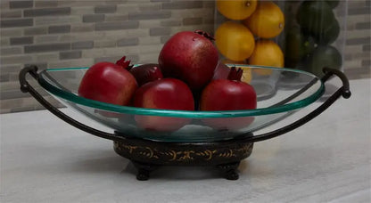 Gold Glass Traditional Kitchen Serving Bowl