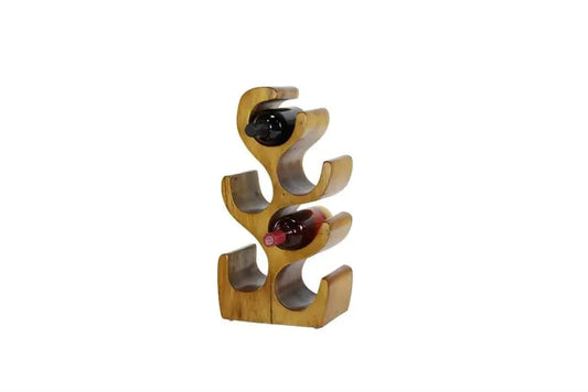 Brown Teak Wood Rustic Tree Wine Rack