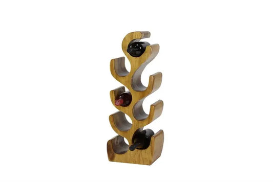 Brown Teak Wood Rustic Tree Wine Rack