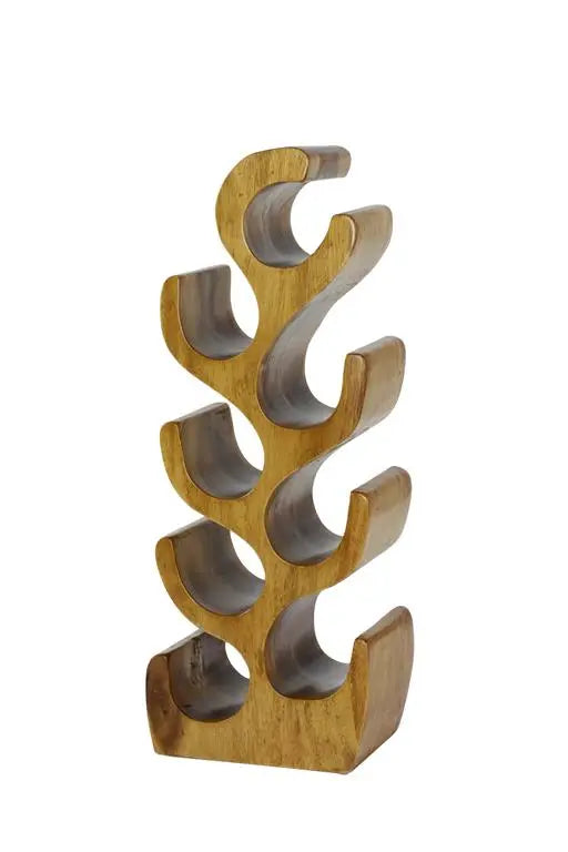 Brown Teak Wood Rustic Tree Wine Rack