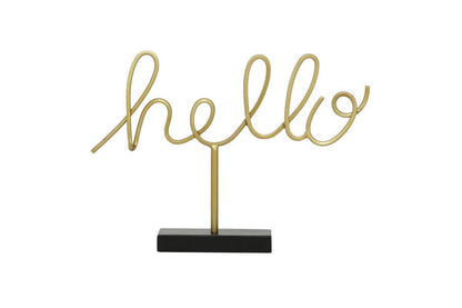 GOLD METAL HELLO DECORATIVE SIGN