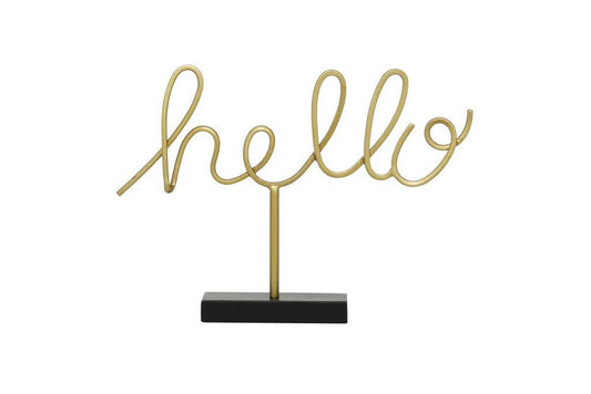 GOLD METAL HELLO DECORATIVE SIGN