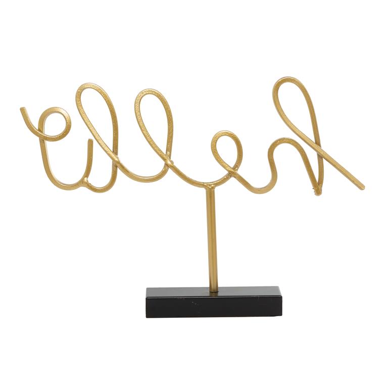 GOLD METAL HELLO DECORATIVE SIGN