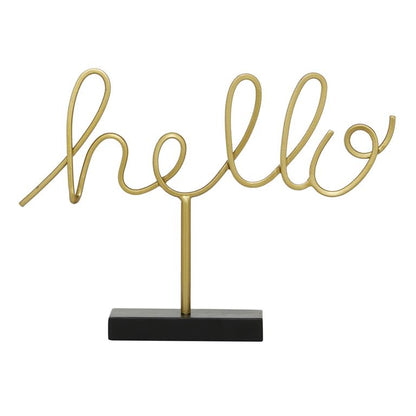 GOLD METAL HELLO DECORATIVE SIGN