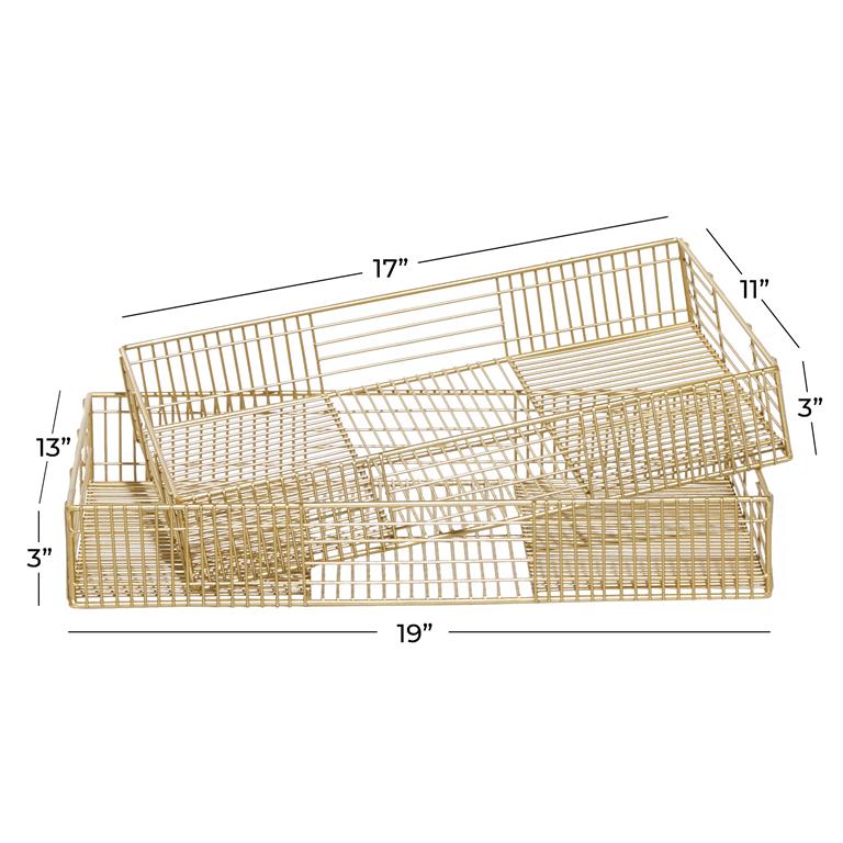 COSMOLIVING BY COSMOPOLITAN GOLD METAL WIRE TRAY