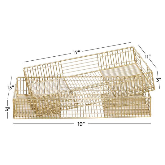 COSMOLIVING BY COSMOPOLITAN GOLD METAL WIRE TRAY
