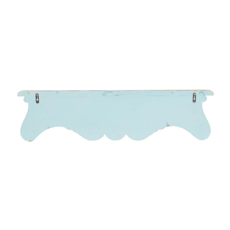 BLUE WOOD SCROLL 1 SHELF WALL SHELF