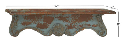 BLUE WOOD SCROLL 1 SHELF WALL SHELF