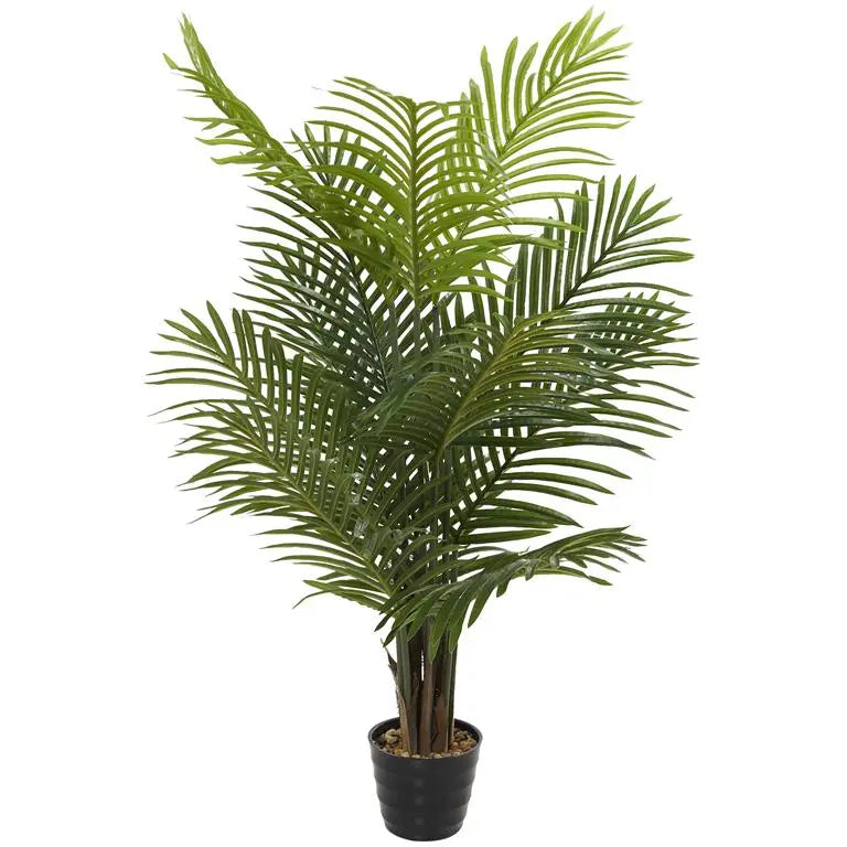 Green Vinyl Contemporary Areca Palm Artificial Plant
