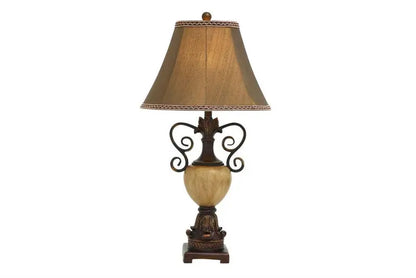 Brown Polystone Rustic Table Lamp