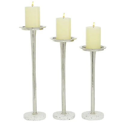 Silver Aluminum Modern Candle Holder
