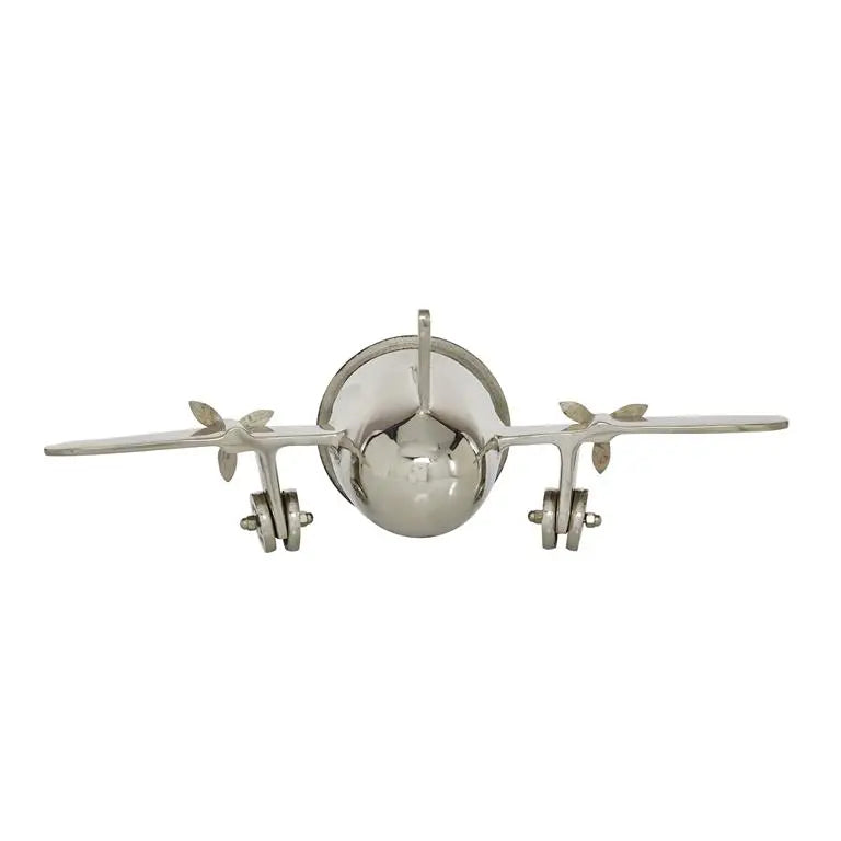 Silver Metal Contemporary Airplane Clock