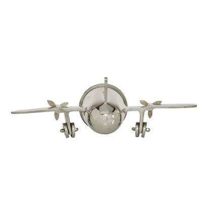 Silver Metal Contemporary Airplane Clock