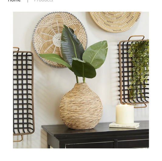 BROWN SEAGRASS HANDMADE WOVEN VASE