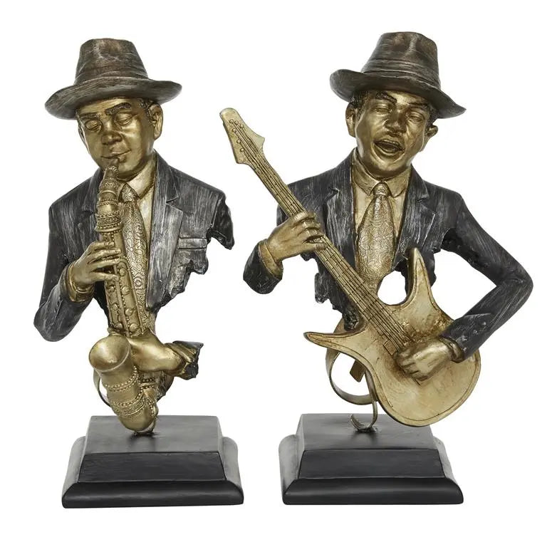 Gold Polystone Vintage Musician Sculpture