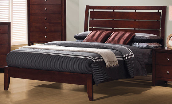 Serinity Full Panel Bed With Cut-Out Headboard Rich Merlot