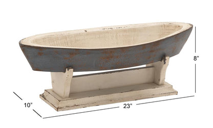 BLUE WOOD SAIL BOAT SCULPTURE