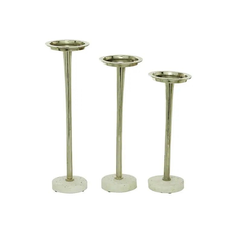 Silver Aluminum Modern Candle Holder
