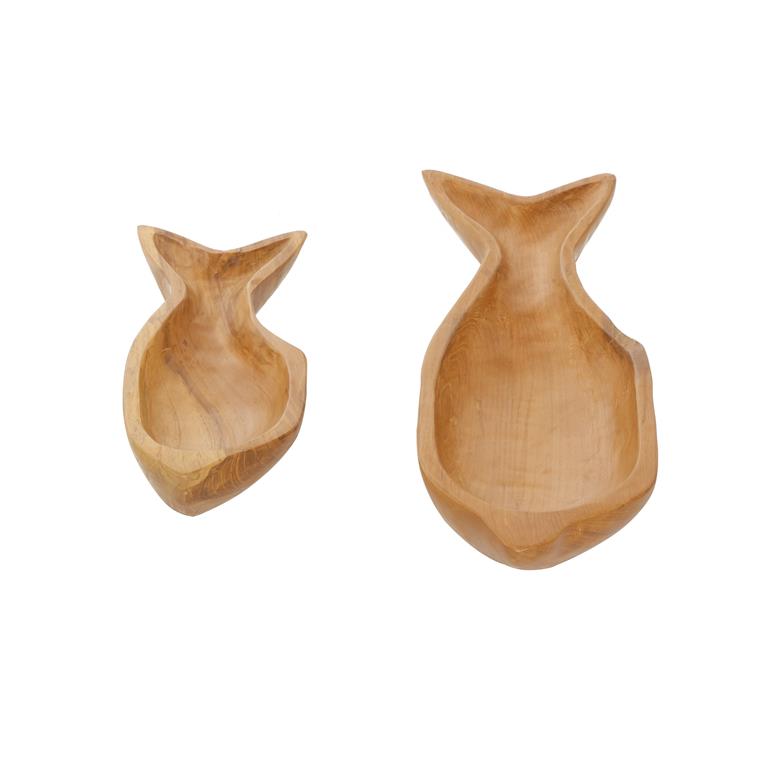 BROWN TEAK WOOD FISH HANDMADE TRAY
