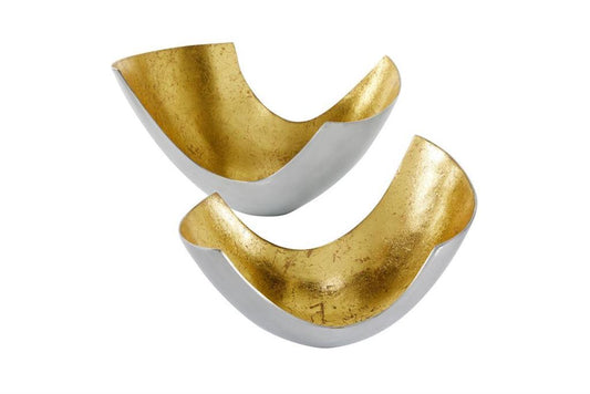 GOLD ALUMINUM DECORATIVE BOWL WITH GOLD INTERIOR