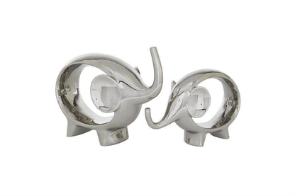 SILVER PORCELAIN ELEPHANT SCULPTURE
