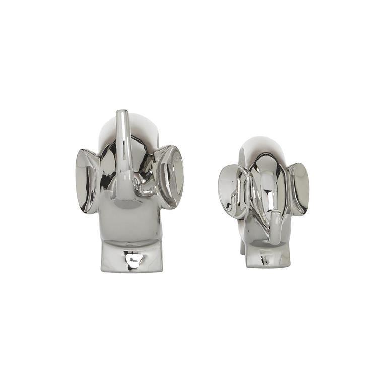 SILVER PORCELAIN ELEPHANT SCULPTURE