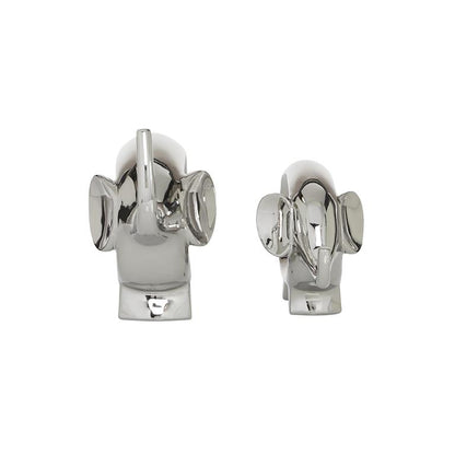 SILVER PORCELAIN ELEPHANT SCULPTURE